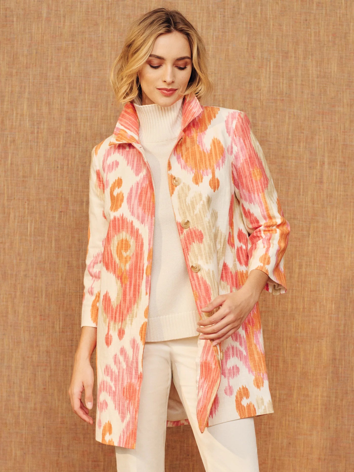 Deirdre Coat in Ikat Swirl