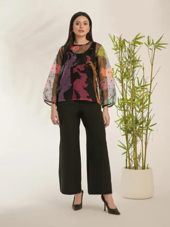 Embroided Organza Top
