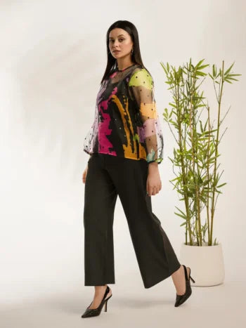 Embroided Organza Top