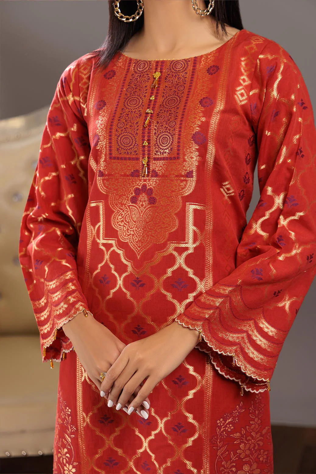 RED JACQUARD-3 PC