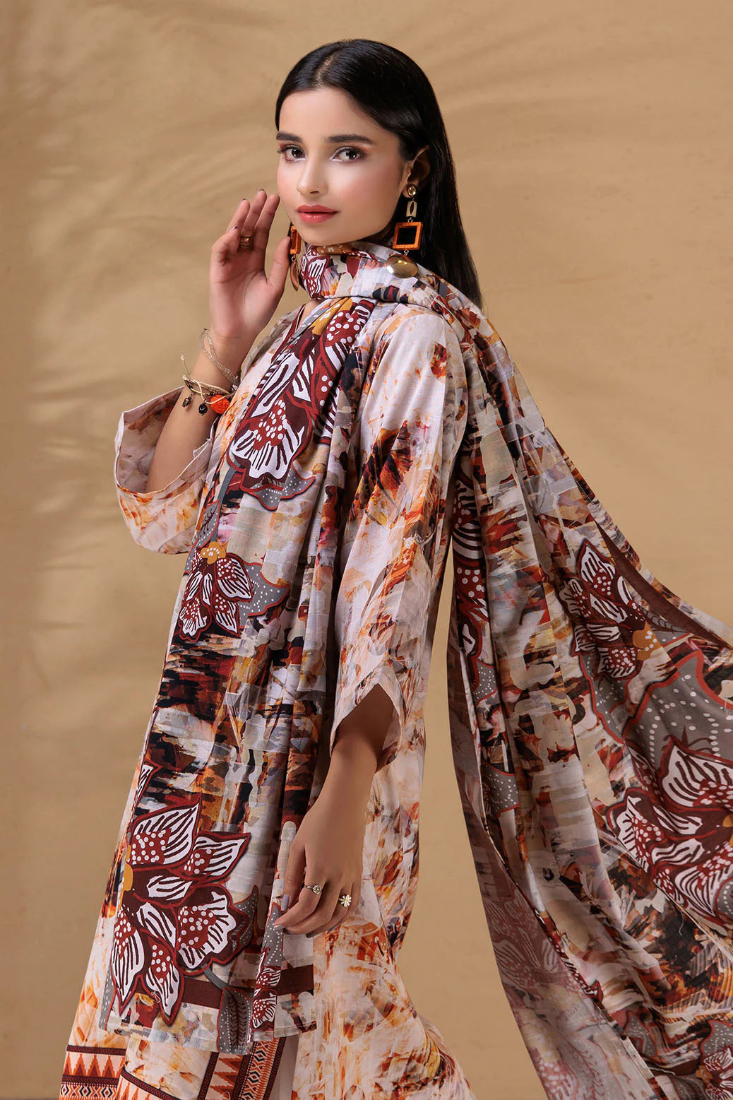 BROWN JACQUARD-3 PC